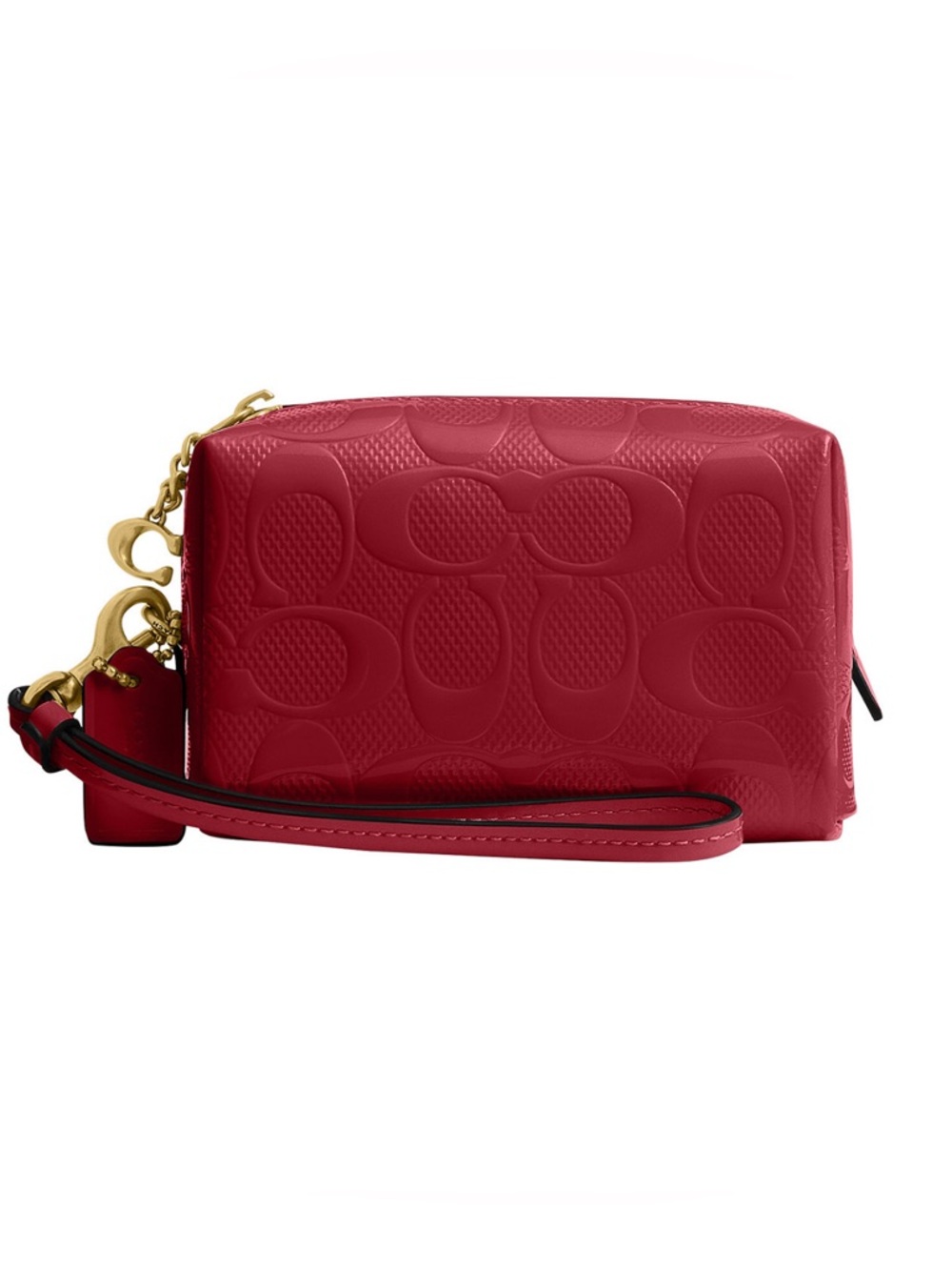 NWT🎁Coach Boxed Essential Mini Patent Signature Cosmetic Pouch CCD43B Enamel Red - Picture 6 of 7
